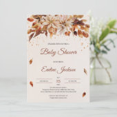秋と秋の花と葉の赤ちゃんシャワー 招待状 (スタンド正面)