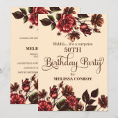 秋と秋の花のサプライズ誕生日パーティー 招待状 (正面/裏面)