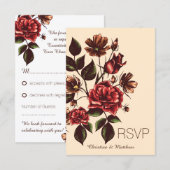 秋と秋の花の返信リプライ 出欠カード (正面/裏面)