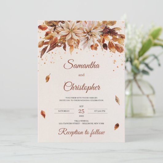 秋と秋の花葉と結婚 招待状 (スタンド正面)