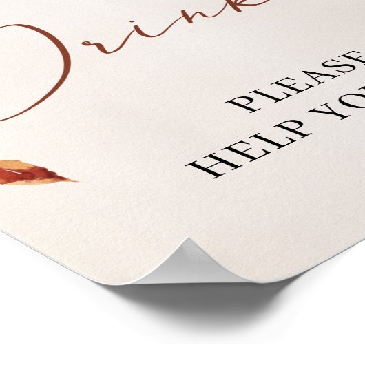 秋と秋の花Marigold Boho Drinks sign ポスター (角)