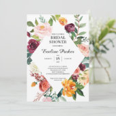 秋と秋の赤面ブルゴーニュオレンジ色の花 招待状 (スタンド正面)