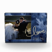 秋と秋 |ネイビーブルー金ゴールド結婚ズ フォトブロック (正面)