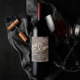 秋と秋 |ブラウンと金ゴールド結婚ズ ワインラベル