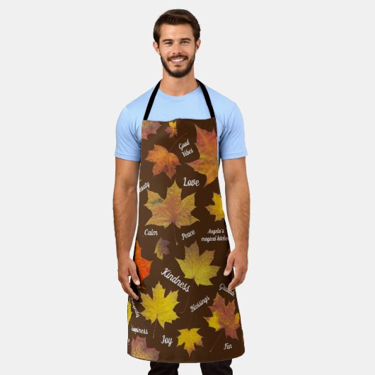 秋と良葉い雰囲気 エプロン (着用した状態)