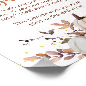 秋と言わない赤ちゃんシャワーゲームサインかぼちゃ ポスター (角)