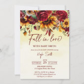 秋と赤ちゃんシャワーバラひまわり 招待状 (正面)