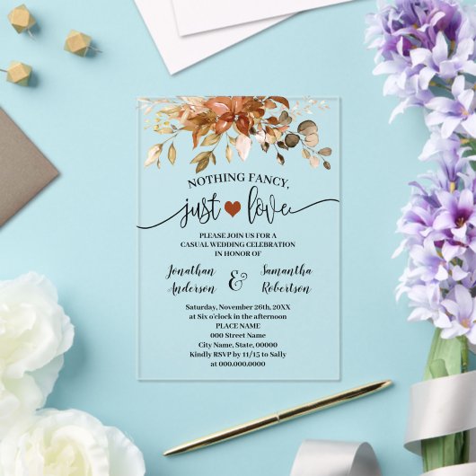 秋なしファンシー愛の駆け落ち アクリル招待状 (インサイチュ (ウェディング))