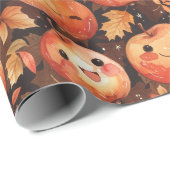 秋にこやかなカボチャ感謝祭 ラッピングペーパー (ロールコーナー)