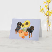 秋には二つの鳥が集まる カード (黄色い花)