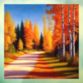 秋には樺の木の木がドライブウェイに並んだ ウィンドウサイン (シート3)