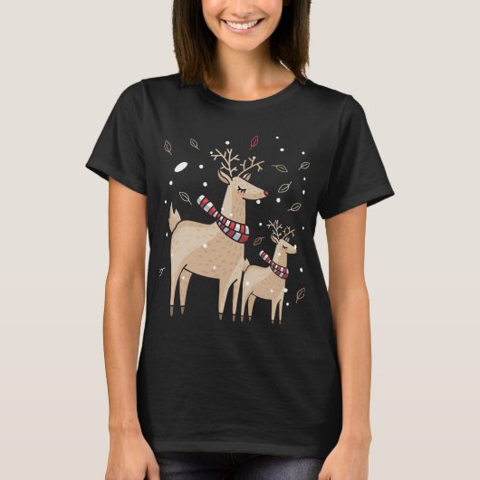 秋にぴったりなクリスマスの雌鹿 Tシャツ (正面)