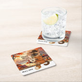 秋に優しいパーティー猫好き スクエアペーパーコースター (インサイチュ)