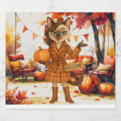 秋に優しいパーティー猫好き スパークリングワインラベル (シングルラベル)