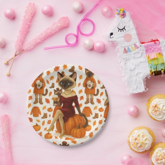 秋に優しい秋パーティーのための猫好き ペーパープレート (パーティー)
