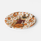 秋に優しい秋パーティーのための猫好き ペーパープレート (アングル)