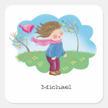 秋に外で凍る漫画の子ども