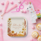 "秋に恋して" ブライダルシャワーのための水彩フラワーの紙皿 ペーパープレート (パーティー)