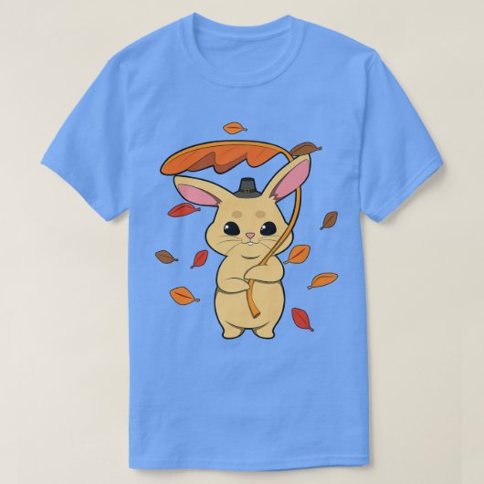 秋に落ち葉るウサギ Tシャツ (デザイン正面)