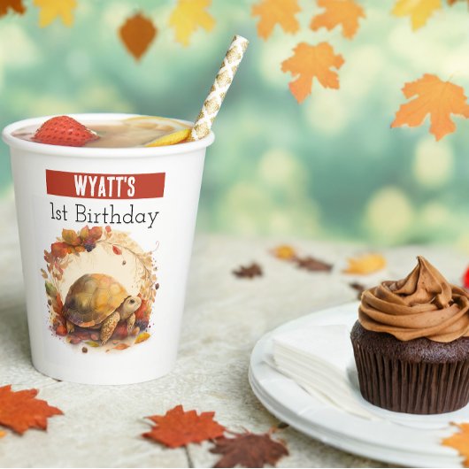 秋に訪れるカメ – 1歳の誕生日 –  紙コップ