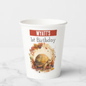 秋に訪れるカメ – 1歳の誕生日 –  紙コップ (裏面)