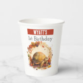 秋に訪れるカメ – 1歳の誕生日 –  紙コップ (正面)