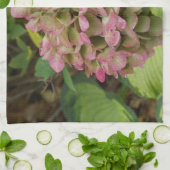 秋のあじさい開花ウィズゴールデンホスタ葉ズ キッチンタオル (折り畳み)