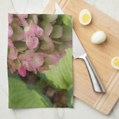 秋のあじさい開花ウィズゴールデンホスタ葉ズ キッチンタオル (四つ折り)