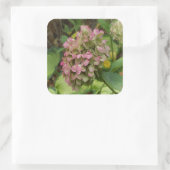 秋のあじさい開花ウィズゴールデンホスタ葉ズ スクエアシール (バッグ)