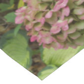 秋のあじさい開花ウィズゴールデンホスタ葉ズ テーブルクロス (アングル)