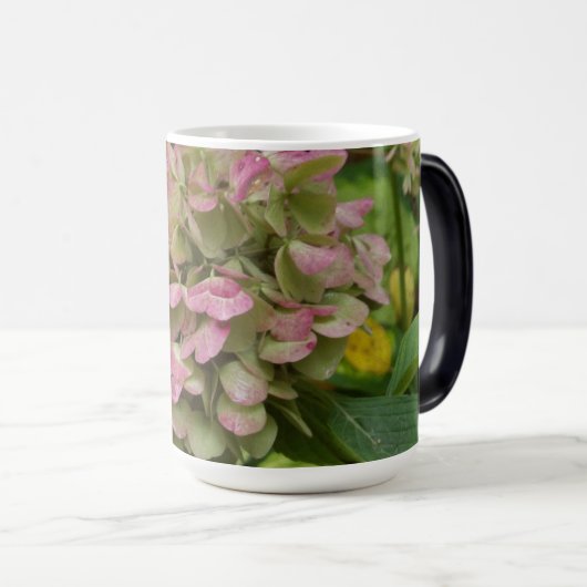 秋のあじさい開花ウィズゴールデンホスタ葉ズ モーフィングマグカップ (正面右)