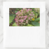 秋のあじさい開花ウィズゴールデンホスタ葉ズ 長方形シール (バッグ)