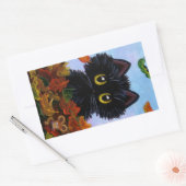 秋のおもしろいな黒猫のステッカーのマウスCreationarts 長方形シール (封筒)