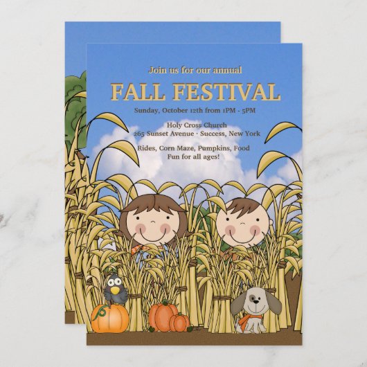 秋のおもしろいの招待状 招待状 (正面/裏面)