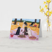 秋のおもしろいラブラドール カード (黄色い花)