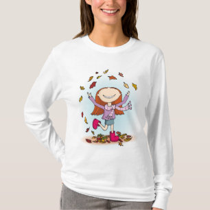 秋のおもしろい女子ティー Tシャツ