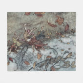 秋のおもしろい フリースブランケット (正面(横))