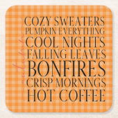 秋のお気に入りオンジンガム スクエアペーパーコースター (正面)