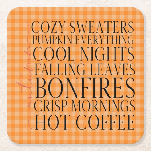 秋のお気に入りオンジンガム スクエアペーパーコースター (正面)