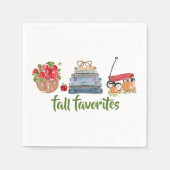 秋のお気に入りリンゴ本レッドワゴンカボチャ スタンダードカクテルナプキン (正面)