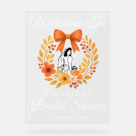 秋のお洒落フローラブライダルシャワーへようこそ アクリルサイン (正面)
