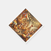 秋のお洒落妖精かぼちゃの市場のデコパージュ スタンダードカクテルナプキン (角)