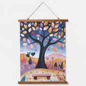秋のお洒落木イラストレーション 吊り下げ型タペストリー (正面)