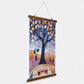 秋のお洒落木イラストレーション 吊り下げ型タペストリー (傾斜あり)