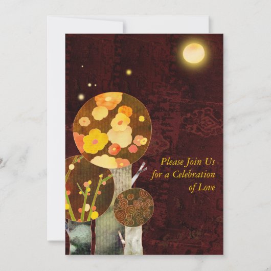 秋のお洒落木：秋の結婚式招待状 招待状 (正面)