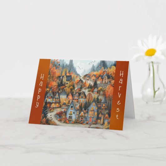 秋のお洒落村の森の感謝祭 カード (小さな植物)