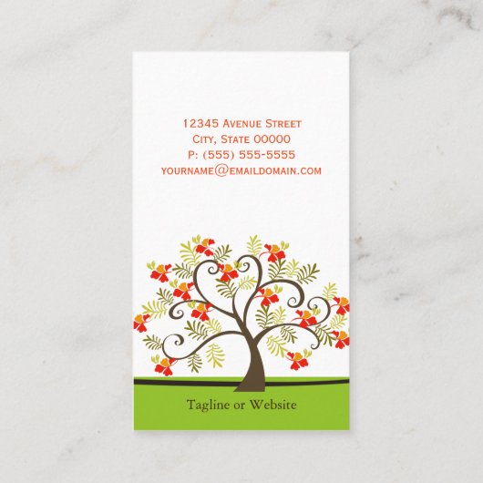 秋のお洒落渦巻き木 – ユニークとスタイリッシュ 名刺 (裏面)