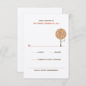 秋のお洒落紅葉ポップ・アートのツリーシック結婚ズ 出欠カード (正面/裏面)