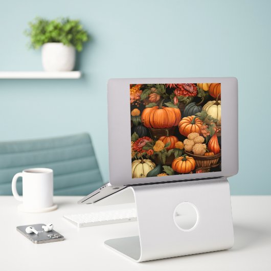 秋のお祝い シール (デスク上のノートパソコン)