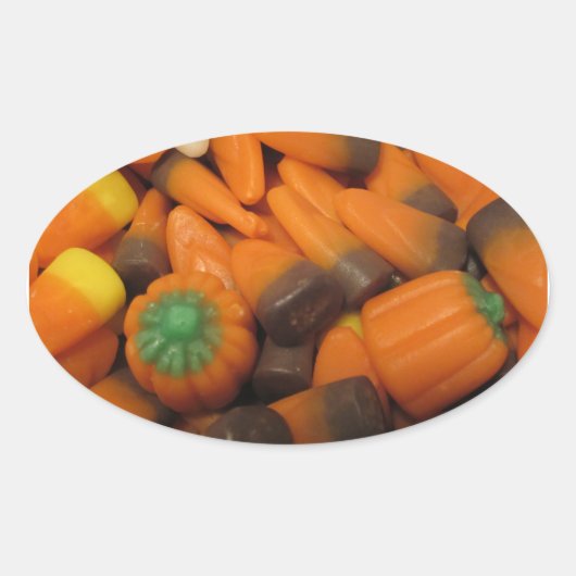 秋のお菓子コーンステッカー – 20セット 楕円形シール (正面)